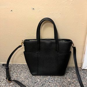 Black Crossbody Bag with Gold Details